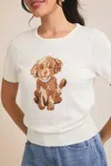 Gilli Graphic Puppy Sweater In Cream In White