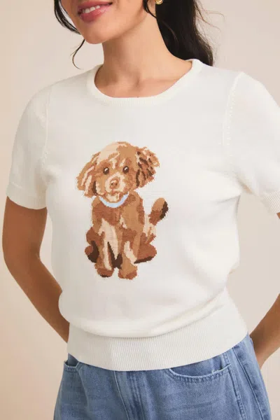 Gilli Graphic Puppy Sweater In Cream In White