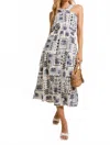 Gilli Halter Abstract Print Dress In Blue In Blue