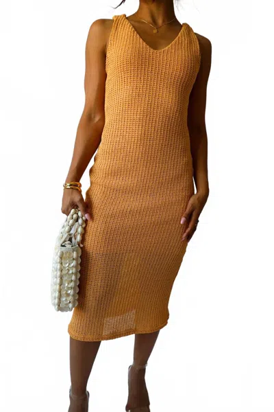 Gilli Hour Knit Midi Dress In Golden In Brown