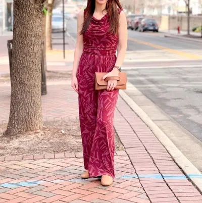 Gilli Jessica Jumpsuit In Wine Abstract