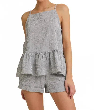 Gilli Julia Spaghetti Strap Ruffle Hem Striped Top In Navy White In Blue