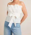 Gilli Kelly Strapless Ruffled Bow Top In White
