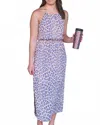 Gilli Leopard Midi Dress In Mauve And Navy In Blue