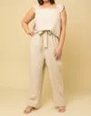 GILLI LINEN PAPER BAG PANTS IN NATURAL