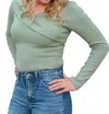 Gilli Long Sleeve Bodysuit In Pistachio In White