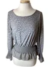 Gilli Long Sleeve Ditsy Print Blouse In Grey In Grey