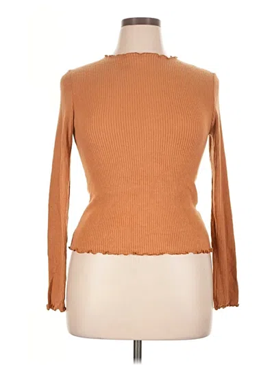 Pre-owned Gilli Long Sleeve Top Brown Turtleneck Tops