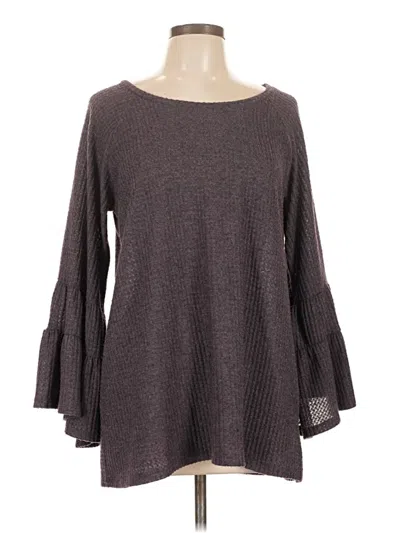 Pre-owned Gilli Long Sleeve Top Gray Boatneck Tops