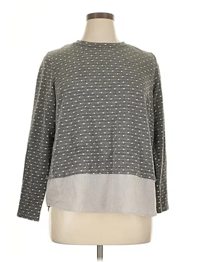 Pre-owned Gilli Long Sleeve Top Gray Crew Neck Tops