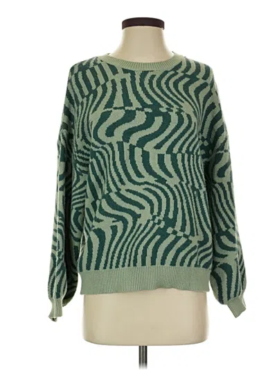 Pre-owned Gilli Long Sleeve Top Green Boatneck Tops