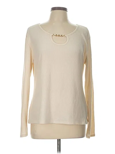 Pre-owned Gilli Long Sleeve Top Ivory Keyhole Neckline Tops In White