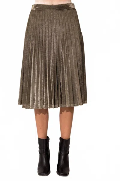 Gilli Lurex Pleated Midi Skirt In Gold In Brown