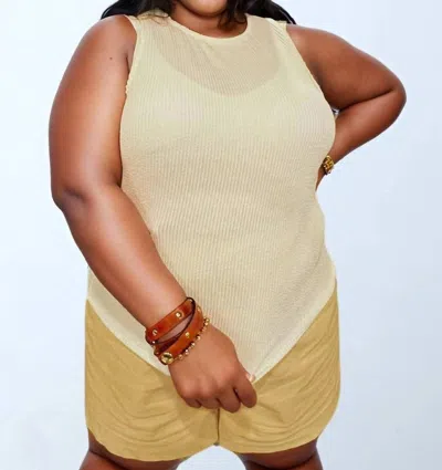 Gilli Mila Ribbed Sleeveless Top In Ivory In Multi