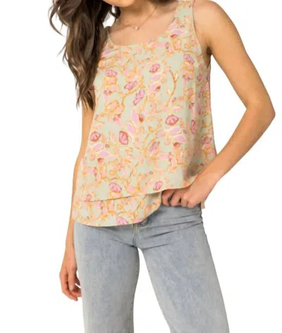 Gilli Morgan Top In Sage/pink Floral In Multi