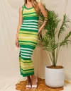 Gilli Pascal Stripe Maxi Dress In Forest Green, Avocado & Oyster In Multi