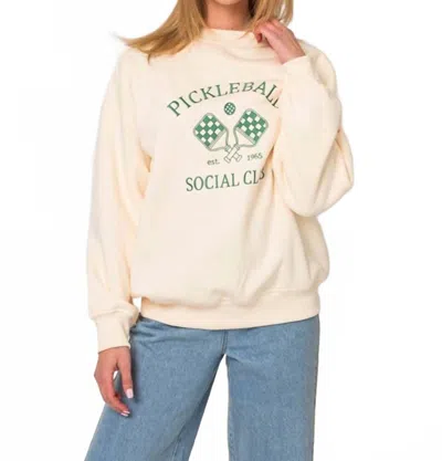 Gilli Pickleball Club Sweatshirt In Cream In Pink