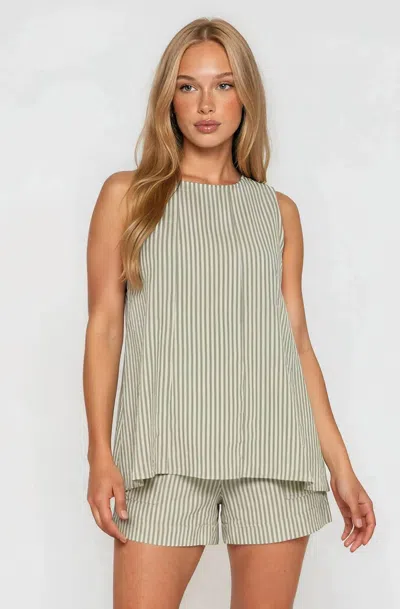 Gilli Pinstripe Short Set In Sage In Green