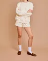 Gilli Round Neck Bow Embroidered Sweatshirt In Cream & Taupe In Multi