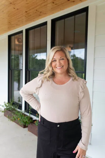 Gilli Ruffled And Ribbed Fitted Top - Plus In Beige In Neutral