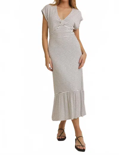 Gilli Ruthie Striped V-neck Midi Dress In Cream Black