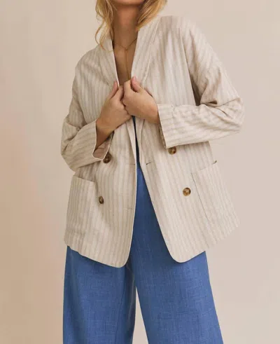 Gilli Sandy Beach Blazer In Khaki Stripes In Multi