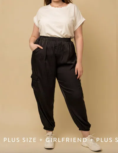 Gilli Satin Cargo Jogger In Black