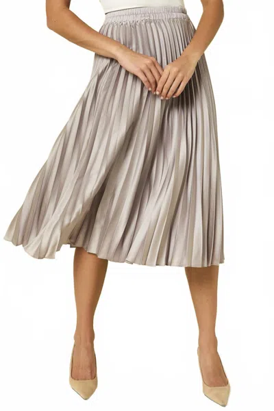 Gilli Satin Pleated Midi Skirt In Silver In Gray