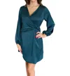 Gilli Satin Wrap Dress In Hunter Green In Green