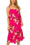 Gilli Selena Sleeveless Layered Floral Print Dress In Magenta In Pink