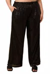 Gilli Plus Size Sequin Pants In Black In Black