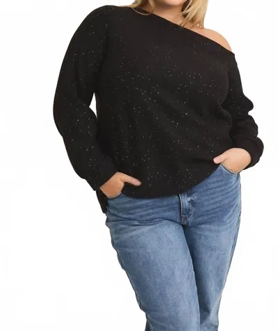 Gilli Sequin Knit Top - Plus In Black