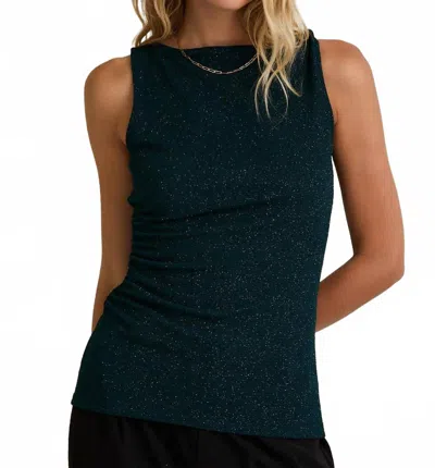 Gilli Shimmer Boat Neck Sleeveless Top In Hunter Green In Blue