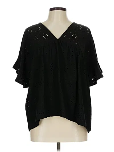 Pre-owned Gilli Short Sleeve Blouse In Black