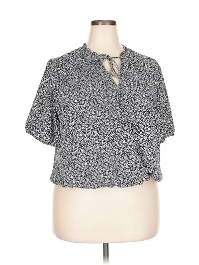 Pre-owned Gilli Short Sleeve Blouse In Gray