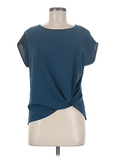 Pre-owned Gilli Short Sleeve Top Teal Keyhole Neckline Tops