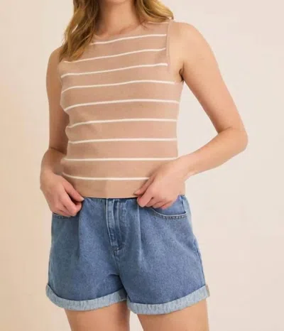 Gilli Sleeveless Striped Top In Taupe In Brown