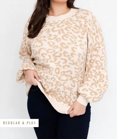 Gilli Snow Leopard Crew Neck Sweater In Ivory In Brown