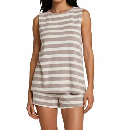Gilli Soft Striped Tunic In Taupe/white In Multi