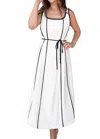 Gilli Square-neck Dress With Black Piping In Ivory In White