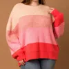 Gilli Striped Knit Sweater - Plus In Pink Colorblock