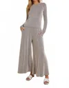 Gilli Striped Wide Leg Pant Set In Brown And White Striped In Gray