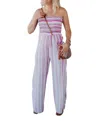Gilli Stripes Strapless Jumpsuit In Fuchsia In Pink