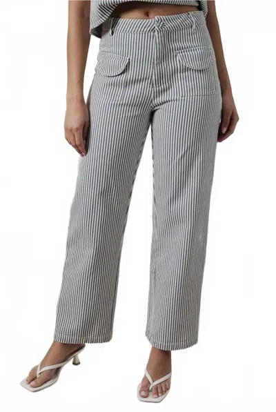 Gilli Stripped Denim Long Pant In Blue In Gray