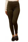 Gilli Suede Leggings In Olive In Green