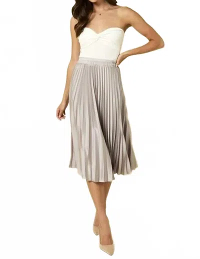 Gilli Sunburst Pleated Satin Skirt In Silver In Multi