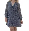Gilli Tati Long Sleeve Mini Dress In Multi In Blue