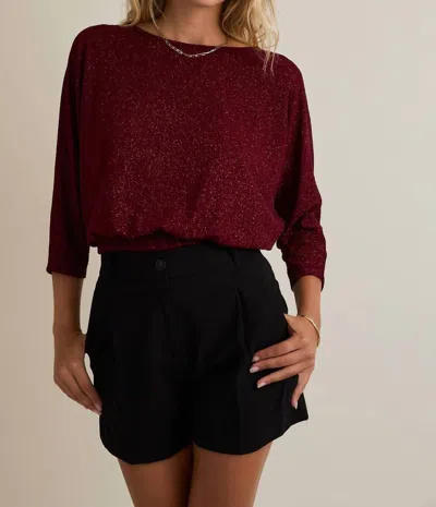 Gilli The Aurora Lurex Tie Back Top In Burgundy In White