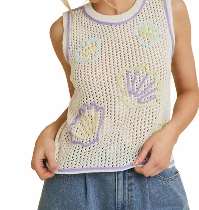Gilli Under The Sea Shell Top In White-multi