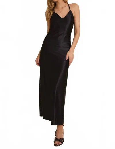 Gilli V-neck Strap Back Tie Maxi Dress In Black